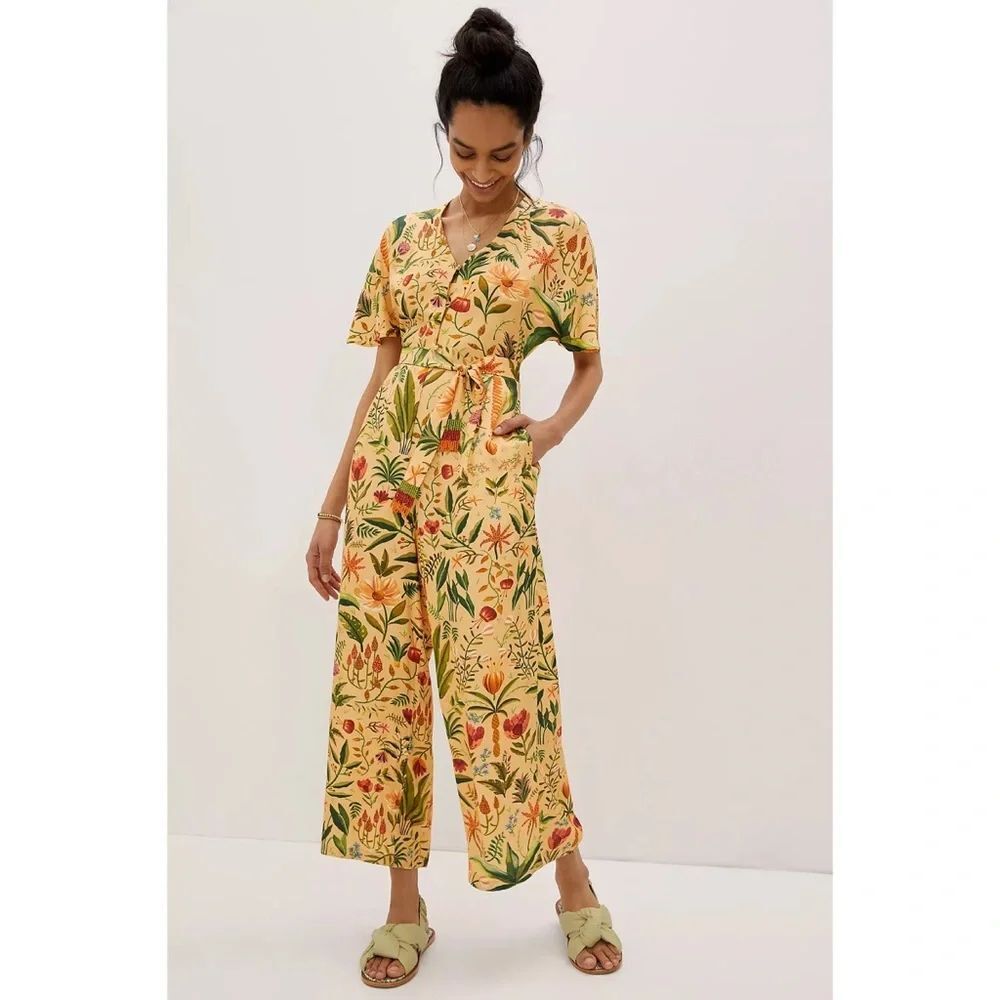 Anthropologie Farm Rio Floral V-Neck Jumpsuit